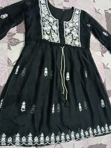 Stylish Embroidered Black Chickenkari Kurti