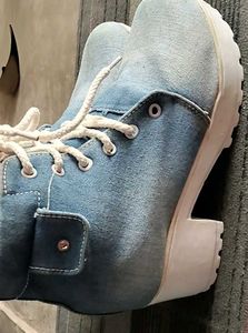 Denim Lace-Up Boots
