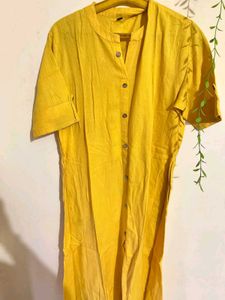 Vibrant Yellow Button-Up Kurta Set