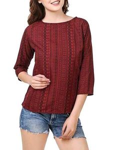 Maroon Printed Top