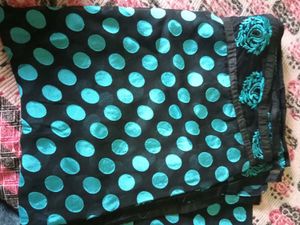 Black & Teal Polka Dot Saree