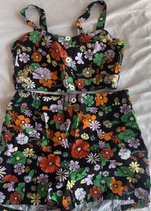 Floral Crop Top &amp; Shorts Set