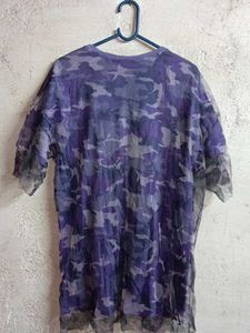 Purple Camouflage Sheer Top Layered