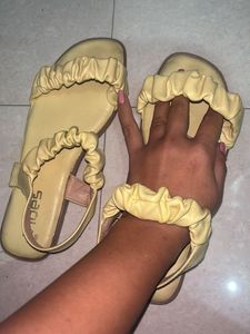 Yellow Ruffle Detail Sandals