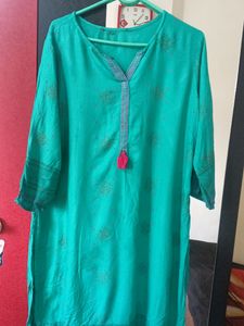 Beautiful Sea Blue Soft Cotton Kurti..💕