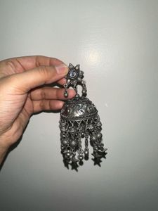 combo of 2  Oxidized Silver Jhumkas