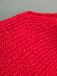 H&amp;M Red Knit One-Shoulder Dress