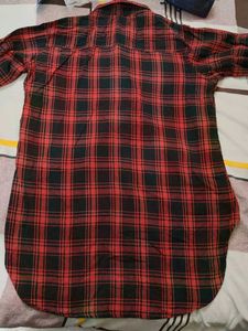 Red Plaid Oversized Shirt