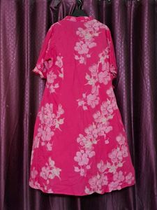 Vibrant Pink Floral Midi Dress