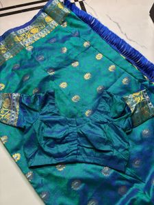 Stunning Teal and Blue Silk Saree