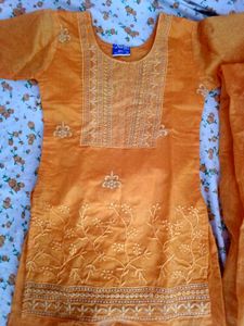 Orange Kurta Set with Dupatta