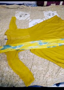 Combo Of Yellow and pink frock  &amp; Dupatta