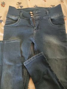 High-Waisted Blue Denim Jeans