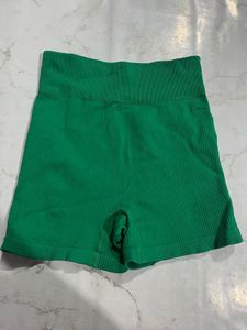 Green Ribbed Seamless Shorts