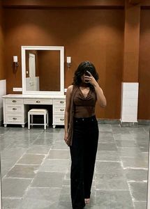 Chic Brown Cowl Neck Sleeveless Top