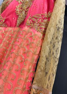 Royal Pink &amp; Gold Anarkali Gown with Dupat
