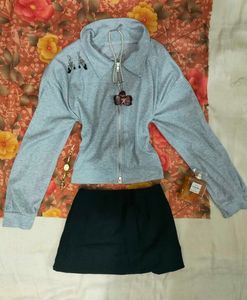 Preppy Grey two way zipper jacket
