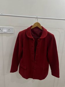 VINTAGE DARK RED TEXTURED BLAZER