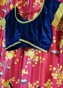 Blue Net-Velvet Lehenga Choli Set 💙