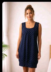 Navy Blue Printed Sleeveless Dress