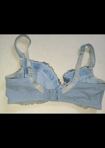 Blue Embroidered Lace Bra