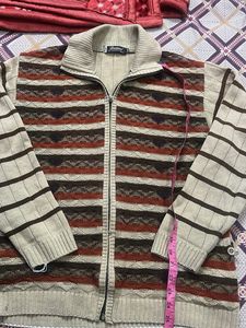 Men's Striped Zip-Up Sweater
