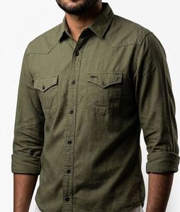 Men's Olive Green Western Shirt