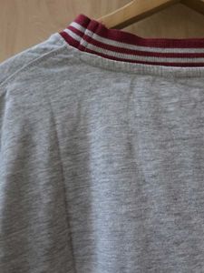 Grey Striped Collar T-Shirt