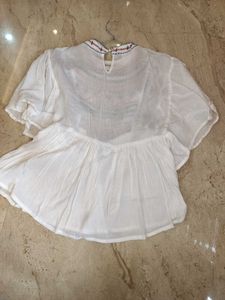 Boho Embroidered White Tunic kurti Top