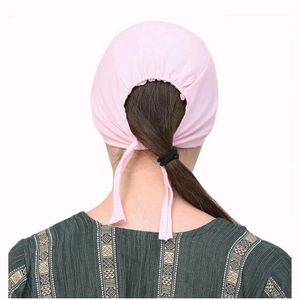 Women's Cotton Solid Underscarf Black Cap Hijab 3