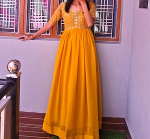 Elegant Yellow Ethnic Gown