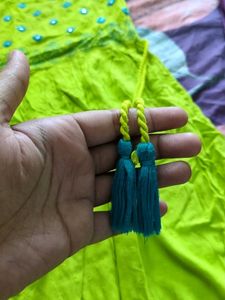 Bright Green Embroidered Kurta with Tassels