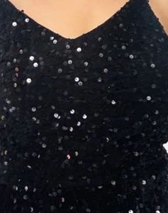 Black Sequin High-Slit Maxi Dress