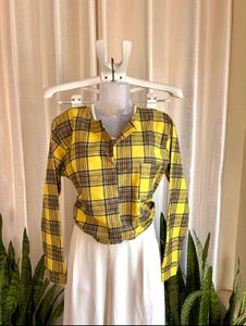 Korean woollen Yellow checkered Shirt