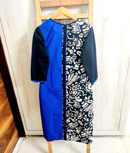 Blue &amp; Black Printed Kurta size-34