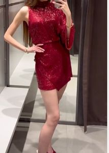 ZARA FESTIVE EDITION Sparkling Red Sequin Dress