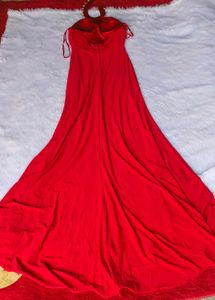 Elegant Red Halter Neck Evening Gown