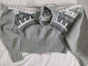White And Grey Woolen Sweater
