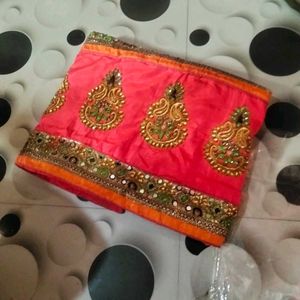 Vibrant Pink Embroidered Saree Border