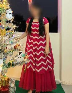Beautiful pink Kurta with White Zigzag Pattern