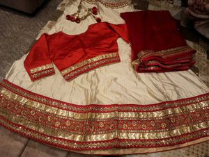 Red &amp; Gold Embellished Lehenga Set