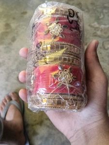 Red & Gold Embellished Bangle Set
