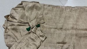 Elegant Beige Kurta with Green Accents