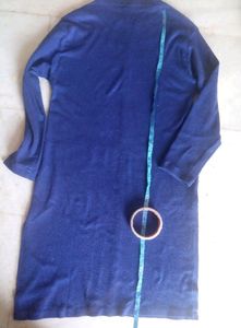 Blue Woolen Kurti With Both sides Pocket