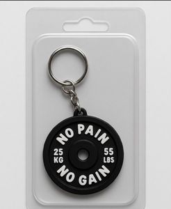 Weight Plate  Pain No Gain Keychai