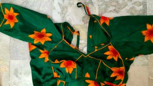 #Green Floral Print Lehenga Choli Set