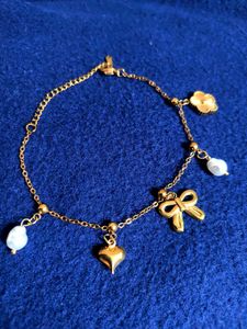 Anti Turnished golden Bracelet and charm necklace