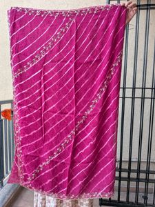 zardosi &amp; beads cherry pink  lehenga choli
