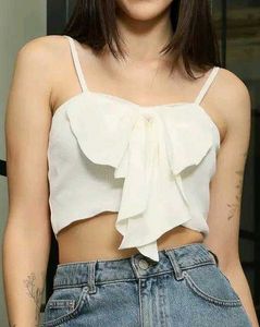 Shein Spaghetti Strap Front Bow Detail Crop Top