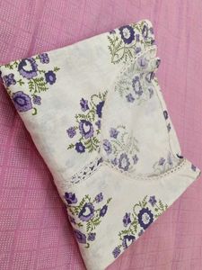 Elegant White Kurta with Purple Floral Print